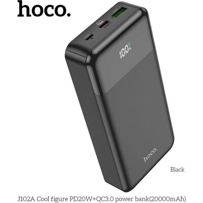 Hoco Išorinė baterija Power Bank J102A PD20W+QC3.0 20000mAh juodas (20000 mAh, 20 W, 74 Wh), Chargeur de secours, Noir Hoco Išorinė baterija Power Bank J102A PD20W+QC3.0 20000mAh juodas (20000 mAh, 20 W, 74 Wh), Chargeur de secours, Noir