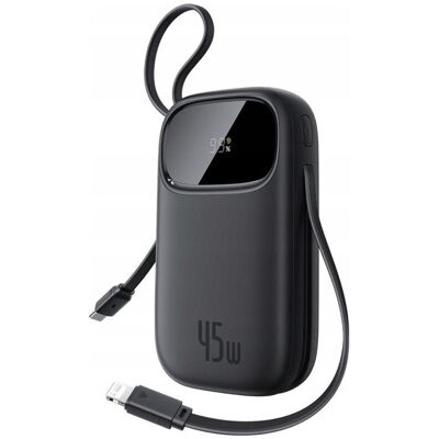 Baseus EnerFill FC31 20000mAh 45W Powerbank mit Display, USB-C- und Lightning Kabeln – Schwarz (20000 mAh, 45 W), Chargeur de secours, Noir Baseus EnerFill FC31 20000mAh 45W Powerbank mit Display, USB-C- und Lightning Kabeln – Schwarz (20000 mAh, 45 W), Chargeur de secours, Noir