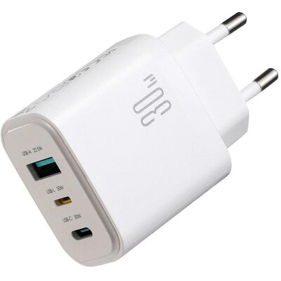 Joyroom JR-TG6 GaN 30W Wandladegerät – Weiss (30 W, 3 ports), Chargeur USB, Blanc Joyroom JR-TG6 GaN 30W Wandladegerät – Weiss (30 W, 3 ports), Chargeur USB, Blanc