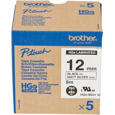 Brother Ruban d'étiquetage, P-Touch (1.20 cm, Argent, Noir) Brother Ruban d'étiquetage, P-Touch (1.20 cm, Argent, Noir)