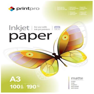 Colorway Office supplies PrintPro Matte Photo Paper, 190g/m, A3, 100pcs. (190 g/m², A3, 100 pcs), Papier photo, Blanc Colorway Office supplies PrintPro Matte Photo Paper, 190g/m, A3, 100pcs. (190 g/m², A3, 100 pcs), Papier photo, Blanc