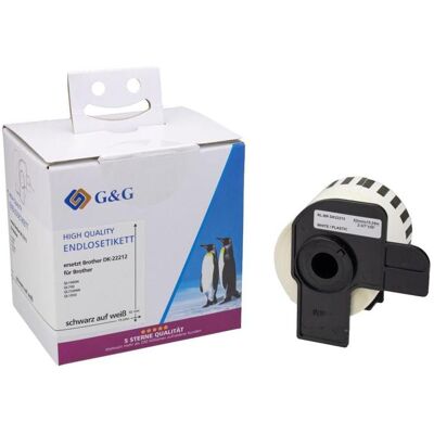 G&G, Rouleau d’étiquettes, Étiquettes Rouleau Compatible Remplace Brother DK-22212 62 mm x 15.24 m Film We (62 mm) G&G, Rouleau d’étiquettes, Étiquettes Rouleau Compatible Remplace Brother DK-22212 62 mm x 15.24 m Film We (62 mm)