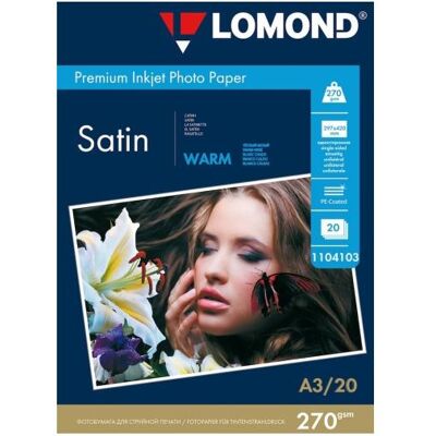 Lomond Premium Photo Paper Satin 270 g/m2 A3, 20 sheets, Warm (270 g/m², A3, 20 pcs), Papier photo, Blanc Lomond Premium Photo Paper Satin 270 g/m2 A3, 20 sheets, Warm (270 g/m², A3, 20 pcs), Papier photo, Blanc