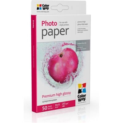 Colorway Office supplies Premium Highglossy Photo Paper, 255g/m, 10x15, 50pcs. (255 g/m², 10 x 15 cm, 50 pcs), Papier photo, Blanc Colorway Office supplies Premium Highglossy Photo Paper, 255g/m, 10x15, 50pcs. (255 g/m², 10 x 15 cm, 50 pcs), Papier photo, Blanc