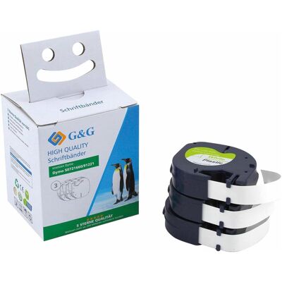 G&G, Rouleau d’étiquettes, Lot de 3 rubans 14973 Compatible remplace DYMO 91221, SO721660 Polyester (12 mm) G&G, Rouleau d’étiquettes, Lot de 3 rubans 14973 Compatible remplace DYMO 91221, SO721660 Polyester (12 mm)