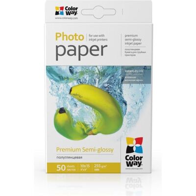 Colorway Office supplies Premium Semiglossy Photo Paper, 255g/m, 10x15, 50pcs. (255 g/m², 10 x 15 cm, 50 pcs), Papier photo, Blanc Colorway Office supplies Premium Semiglossy Photo Paper, 255g/m, 10x15, 50pcs. (255 g/m², 10 x 15 cm, 50 pcs), Papier photo, Blanc