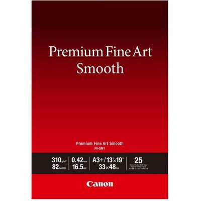 Canon Papier Premium 310g FASM1A3+ Fine Art Smooth Sheet (310 g/m², A3+, 25 pcs), Papier photo, Blanc Canon Papier Premium 310g FASM1A3+ Fine Art Smooth Sheet (310 g/m², A3+, 25 pcs), Papier photo, Blanc