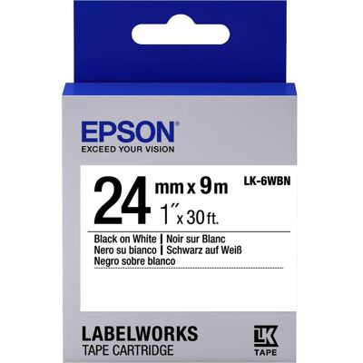 Epson Ruban d'étiquetage, Cassette D'étiquettes Lk-6wbn (2.40 cm, Blanc) Epson Ruban d'étiquetage, Cassette D'étiquettes Lk-6wbn (2.40 cm, Blanc)