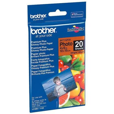 Brother Premium Glossy P-Paper 10x15 (260 g/m², 10x15, 20 pcs), Papier photo Brother Premium Glossy P-Paper 10x15 (260 g/m², 10x15, 20 pcs), Papier photo