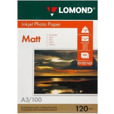 Papier photo mat Lomond A3 120 g/m², 100 feuilles Papier photo mat Lomond A3 120 g/m², 100 feuilles