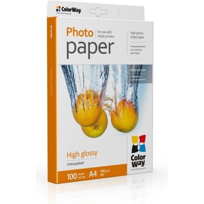 Colorway Office supplies High Glossy Photo Paper, 180g/m, A4, 100pcs. (180 g/m², A4, 100 pcs), Papier photo, Blanc Colorway Office supplies High Glossy Photo Paper, 180g/m, A4, 100pcs. (180 g/m², A4, 100 pcs), Papier photo, Blanc