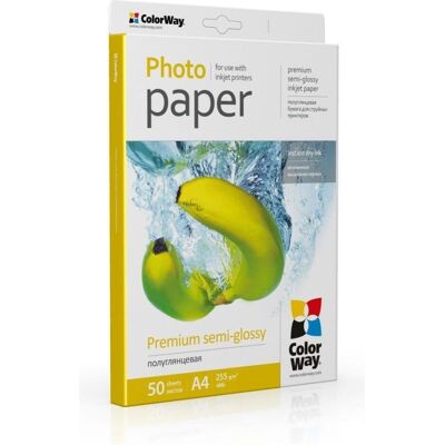Colorway Office supplies Premium Semiglossy Photo Paper, 255g/m, A4, 50pcs. (255 g/m², A4, 50 pcs), Papier photo, Blanc Colorway Office supplies Premium Semiglossy Photo Paper, 255g/m, A4, 50pcs. (255 g/m², A4, 50 pcs), Papier photo, Blanc