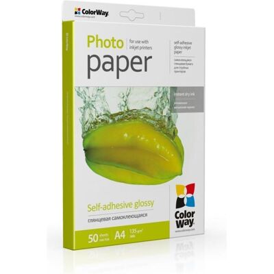 Colorway Office supplies Glossy Self-adhesive Photo Paper, 135g/m, A4, 50pcs. (135 g/m², A4), Papier photo Colorway Office supplies Glossy Self-adhesive Photo Paper, 135g/m, A4, 50pcs. (135 g/m², A4), Papier photo