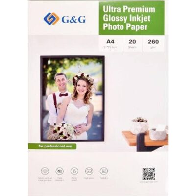 G&G Ultra-Premium Fotopapier 20 Blatt DIN-A4 21 x 29,7 cm hochglänzend 260g/m² - (260 g/m², A4, 20 pcs), Papier photo G&G Ultra-Premium Fotopapier 20 Blatt DIN-A4 21 x 29,7 cm hochglänzend 260g/m² - (260 g/m², A4, 20 pcs), Papier photo