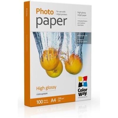 Colorway High Glossy Photo Paper, A4, 230g/m, 100 sheets (230 g/m², A4, 100 pcs), Papier photo, Blanc Colorway High Glossy Photo Paper, A4, 230g/m, 100 sheets (230 g/m², A4, 100 pcs), Papier photo, Blanc