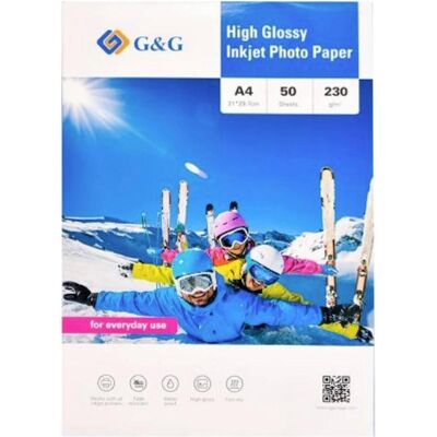 G&G Fotopapier 50 Blatt DIN A4 hochglänzend 230g/m² - die preiswerte Alternative (230 g/m², A4, 50 pcs), Papier photo, Blanc G&G Fotopapier 50 Blatt DIN A4 hochglänzend 230g/m² - die preiswerte Alternative (230 g/m², A4, 50 pcs), Papier photo, Blanc