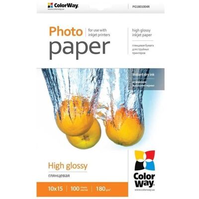 Colorway High Glossy (180 g/m², 10 x 15 cm, 100 pcs), Papier photo, Blanc Colorway High Glossy (180 g/m², 10 x 15 cm, 100 pcs), Papier photo, Blanc