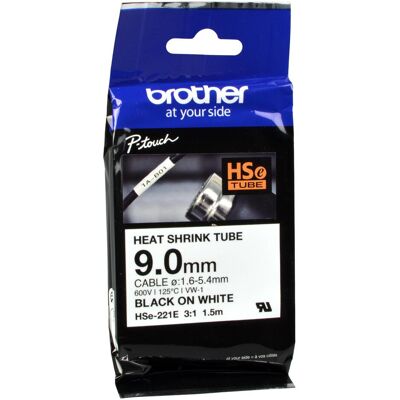 Brother Ruban d'étiquetage, HSe-221E (0.90 cm, Blanc, Noir) Brother Ruban d'étiquetage, HSe-221E (0.90 cm, Blanc, Noir)