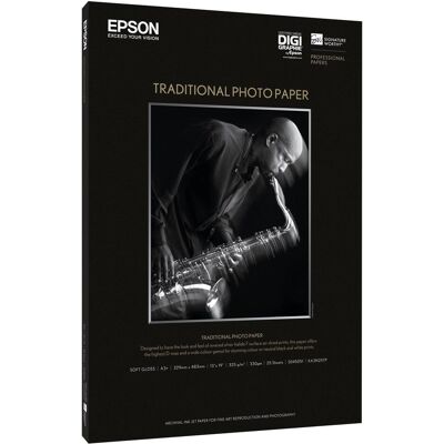 Epson Traditionnel (330 g/m², A3+, 25 pcs), Papier photo, Blanc Epson Traditionnel (330 g/m², A3+, 25 pcs), Papier photo, Blanc