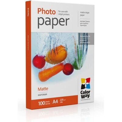 Colorway Papier photo PM220100A4 Matte, blanc, A4, 220 g/m (220 g/m², A4, 100 pcs), Papier photo, Blanc Colorway Papier photo PM220100A4 Matte, blanc, A4, 220 g/m (220 g/m², A4, 100 pcs), Papier photo, Blanc