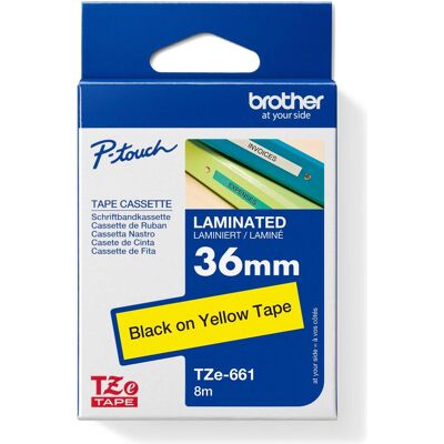 Brother Ruban d'étiquetage, Tze-661 (3.60 cm, Jaune, Noir) Brother Ruban d'étiquetage, Tze-661 (3.60 cm, Jaune, Noir)
