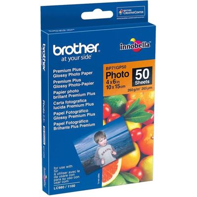 Brother Premium Plus Glossy (260 g/m², 10 x 15 cm, 50 pcs), Papier photo, Blanc Brother Premium Plus Glossy (260 g/m², 10 x 15 cm, 50 pcs), Papier photo, Blanc