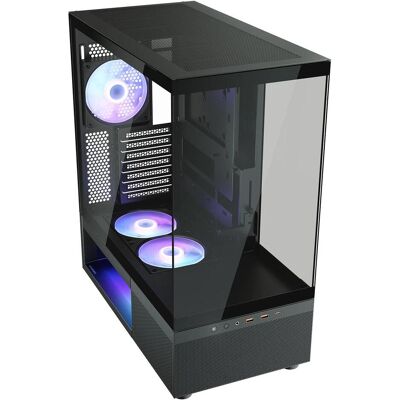 Cougar Boîtier Midi-Tower CFV220, ARGB, verre, noir (ATX, mATX, Mini-ITX), Boîtier PC, Noir Cougar Boîtier Midi-Tower CFV220, ARGB, verre, noir (ATX, mATX, Mini-ITX), Boîtier PC, Noir
