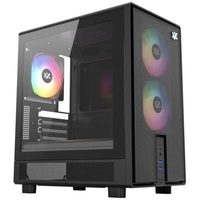 xyz Boitier Mini Tour Micro ATX Atom RGB avec panneau vitré (Noir) (mATX, Mini-ITX), Boîtier PC, Noir xyz Boitier Mini Tour Micro ATX Atom RGB avec panneau vitré (Noir) (mATX, Mini-ITX), Boîtier PC, Noir