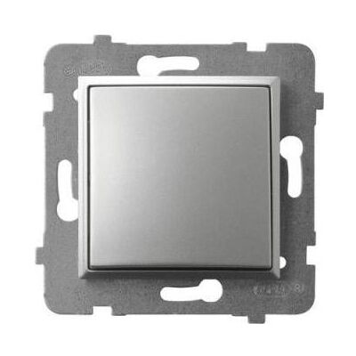 Ospel Interrupteur unipolaire argenté Aria (ŁP-1U, Bouton + interrupteur, Argent Ospel Interrupteur unipolaire argenté Aria (ŁP-1U, Bouton + interrupteur, Argent