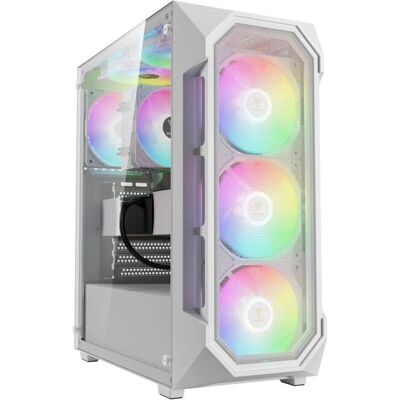 Gamdias Boitier Moyen Tour ATX Aura GC1 Elite RGB avec panneau vitré (Blanc) (ATX), Boîtier PC, Blanc Gamdias Boitier Moyen Tour ATX Aura GC1 Elite RGB avec panneau vitré (Blanc) (ATX), Boîtier PC, Blanc