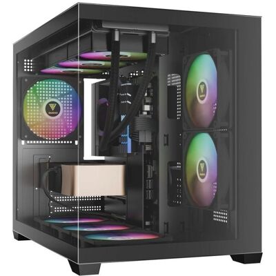 Gamdias Boitier Mini Tour Micro ATX Aura GC10M V2 RGB avec panneaux vitrés (Noir) (mATX, Mini-ITX), Boîtier PC, Noir Gamdias Boitier Mini Tour Micro ATX Aura GC10M V2 RGB avec panneaux vitrés (Noir) (mATX, Mini-ITX), Boîtier PC, Noir
