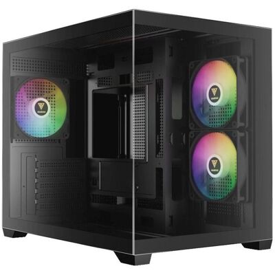 Gamdias Boitier Mini Tour Micro ATX Aura GC10M V2 RGB avec panneaux vitrés (Noir) (mATX, Mini-ITX), Boîtier PC, Noir Gamdias Boitier Mini Tour Micro ATX Aura GC10M V2 RGB avec panneaux vitrés (Noir) (mATX, Mini-ITX), Boîtier PC, Noir