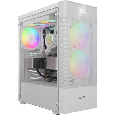 Gamdias Boitier Moyen Tour ATX Aura GC5 Elite RGB avec panneau vitré (Blanc) (ATX), Boîtier PC, Blanc Gamdias Boitier Moyen Tour ATX Aura GC5 Elite RGB avec panneau vitré (Blanc) (ATX), Boîtier PC, Blanc