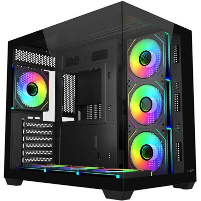 Fortron Boîtier M341-BA Midi Tower compatible mITX, mATX et ATX, noir ARGB (ATX, mATX, Mini-ITX), Boîtier PC, Noir, Multicolore Fortron Boîtier M341-BA Midi Tower compatible mITX, mATX et ATX, noir ARGB (ATX, mATX, Mini-ITX), Boîtier PC, Noir, Multicolore