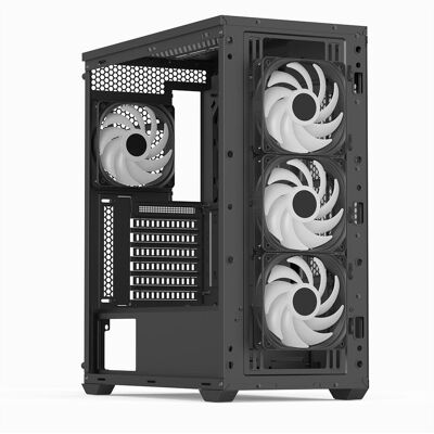 Aerocool D501A-G-BK-v2 (ATX, mATX, Mini-ITX), Boîtier PC, Noir Aerocool D501A-G-BK-v2 (ATX, mATX, Mini-ITX), Boîtier PC, Noir