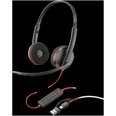 HP Poly Blackwire C3210 USB-C (Filaire, USB-C, Skype), Casque micro de bureau, Noir, Rouge HP Poly Blackwire C3210 USB-C (Filaire, USB-C, Skype), Casque micro de bureau, Noir, Rouge