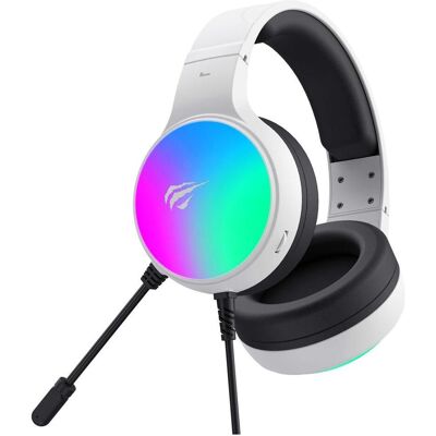 Havit - Gaming Headphones (H2043U) - with Microphone, 50mm Speaker, USB, 2.1m - White (Filaire), Casque gaming, Blanc, Noir Havit - Gaming Headphones (H2043U) - with Microphone, 50mm Speaker, USB, 2.1m - White (Filaire), Casque gaming, Blanc, Noir