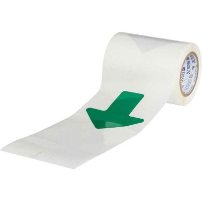 Brady, Rouleau d’étiquettes, B-514, ToughStripe, Ruban de marquage au sol, flèches (espacées de 457mm), polyester, vert, 50. (50.80 mm) Brady, Rouleau d’étiquettes, B-514, ToughStripe, Ruban de marquage au sol, flèches (espacées de 457mm), polyester, vert, 50. (50.80 mm)