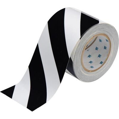 Brady, Rouleau d’étiquettes, B-505, ToughStripe COLD, Rubans de marquage au sol, polyester, noir/blanc, 101.60 mm x 30.48 m (101.60 mm) Brady, Rouleau d’étiquettes, B-505, ToughStripe COLD, Rubans de marquage au sol, polyester, noir/blanc, 101.60 mm x 30.48 m (101.60 mm)