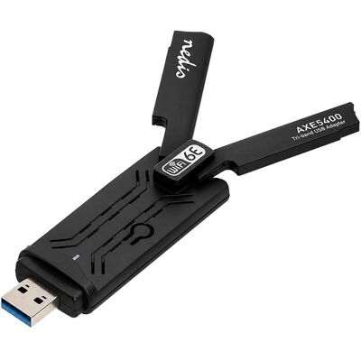 Nedis Dongle réseau Wi-Fi AX5400 2.4/5/6 GHz (Triple Band) USB3.0 Wi-Fi speed total : 540 (USB 3.0), Adaptateur réseau, Noir Nedis Dongle réseau Wi-Fi AX5400 2.4/5/6 GHz (Triple Band) USB3.0 Wi-Fi speed total : 540 (USB 3.0), Adaptateur réseau, Noir