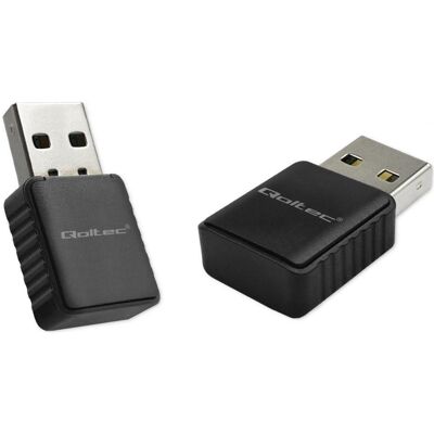 Qoltec Adaptateur WiFi 2x2dBi 1300Mbps, sans fil (USB), Adaptateur réseau, Noir Qoltec Adaptateur WiFi 2x2dBi 1300Mbps, sans fil (USB), Adaptateur réseau, Noir