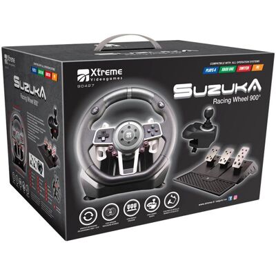 Xtreme Suzuka Racing Wheel 900° Black Analog/Digital Steering + Pedals Nintendo Switch, PC, PlaySta (PC, PS4, Switch, Xbox One S), Manette, Noir Xtreme Suzuka Racing Wheel 900° Black Analog/Digital Steering + Pedals Nintendo Switch, PC, PlaySta (PC, PS4, Switch, Xbox One S), Manette, Noir