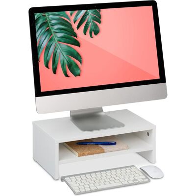 Relaxdays Support d'écran, Réhausseur pour moniteur, Blanc Relaxdays Support d'écran, Réhausseur pour moniteur, Blanc