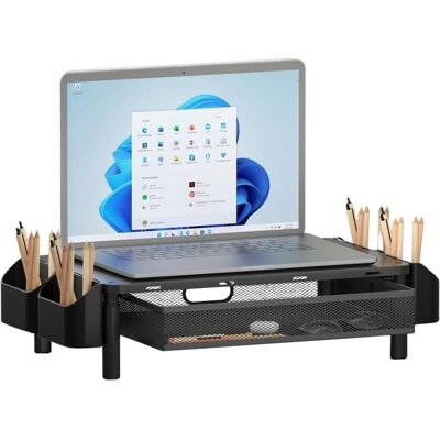 Techly Ergonomischer Monitorständer mit Schublade 3-fach höhenverstellbarer Hersteller: (ICA-MS-114), Réhausseur pour moniteur, Noir Techly Ergonomischer Monitorständer mit Schublade 3-fach höhenverstellbarer Hersteller: (ICA-MS-114), Réhausseur pour moniteur, Noir