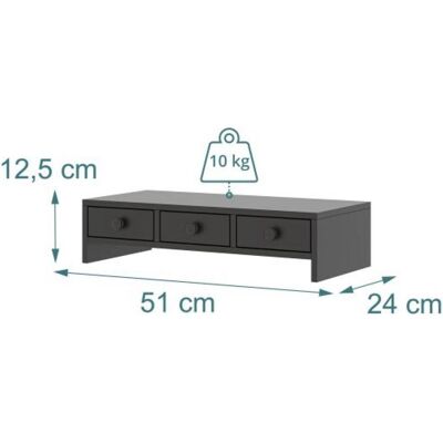 Relaxdays Rehausse écran, Réhausseur pour moniteur, Noir Relaxdays Rehausse écran, Réhausseur pour moniteur, Noir