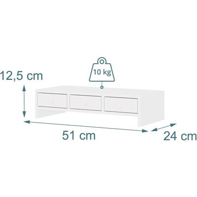 Relaxdays Rehausse écran, Réhausseur pour moniteur, Blanc Relaxdays Rehausse écran, Réhausseur pour moniteur, Blanc