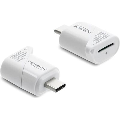 Delock Mini-lecteur de carte USB Type-C pour carte mémoire Micro SD (USB-C), Lecteur de carte mémoire, Blanc Delock Mini-lecteur de carte USB Type-C pour carte mémoire Micro SD (USB-C), Lecteur de carte mémoire, Blanc