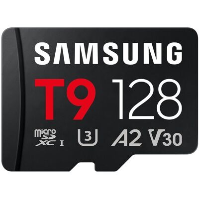 Samsung SD MicroSD Card 128GB SDXC T9 (2026) Reader retail (128 Go, microSDHC, microSDXC, U3, UHS-I), Carte mémoire, Noir Samsung SD MicroSD Card 128GB SDXC T9 (2026) Reader retail (128 Go, microSDHC, microSDXC, U3, UHS-I), Carte mémoire, Noir
