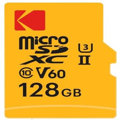 Kodak mSD 128GB UHS-II U3 V60 Pro +adapt (128 Go, microSDXC, U3, UHS-II), Carte mémoire, Noir Kodak mSD 128GB UHS-II U3 V60 Pro +adapt (128 Go, microSDXC, U3, UHS-II), Carte mémoire, Noir