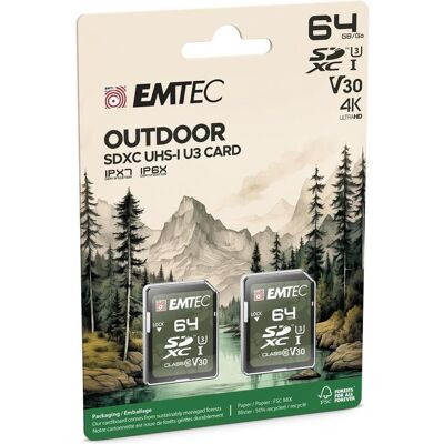 Emtec SD 64 Go UHS-I U3 V30 Extérieur P2 (64 Go, SDXC, U3, UHS-I), Carte mémoire, Vert, Noir Emtec SD 64 Go UHS-I U3 V30 Extérieur P2 (64 Go, SDXC, U3, UHS-I), Carte mémoire, Vert, Noir